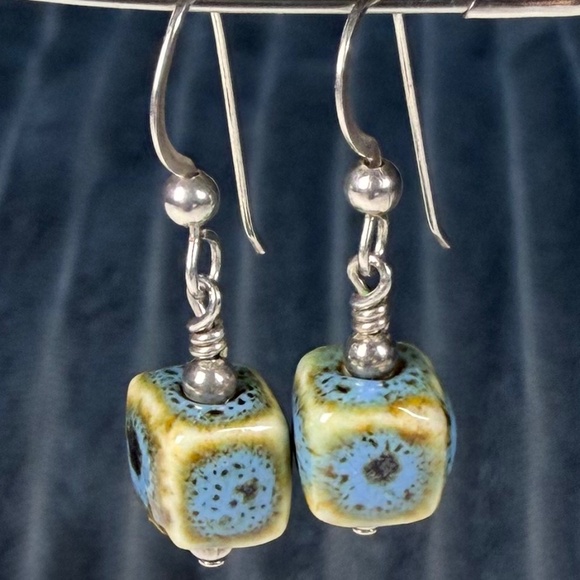 Rustic Ceramic Earrings - Picture 6 of 6